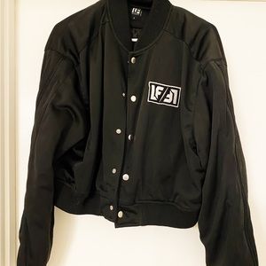 Oversized Bomber Jacket Letterman Jacket fit Boxy Cropped - Small black